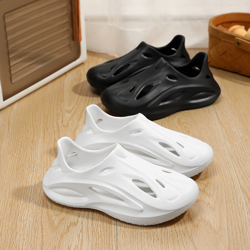 AM24A1 Minimalist White EVA Clogs for Men Modern Hollow Out Design Slip On Sandals Comfortable Non-Slip Garden Shoes for Beach & Shower