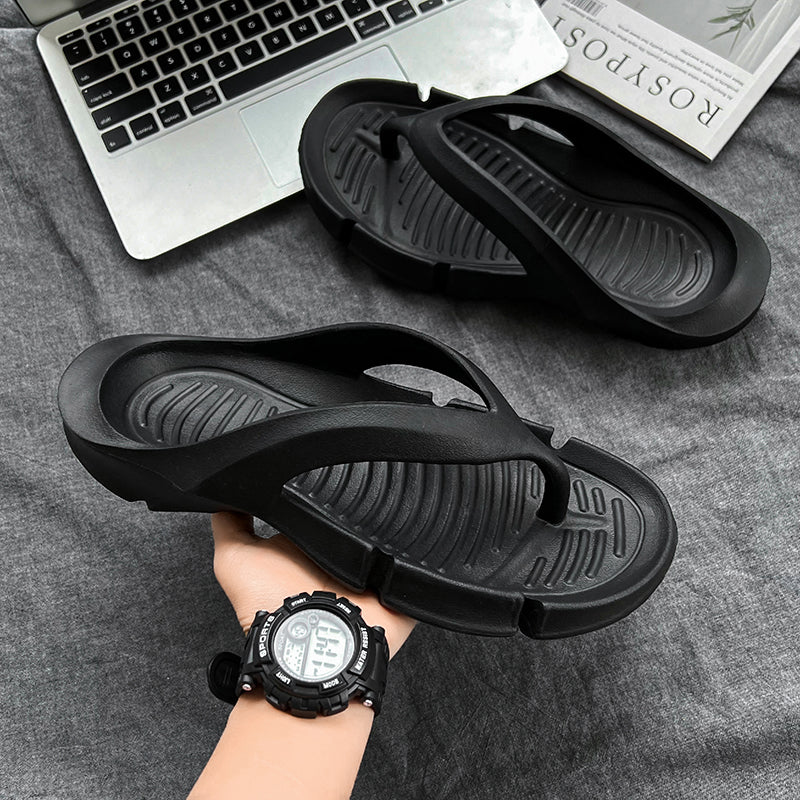 FZSTX001 Men's Non-Slip Flip Flops, Thick Sole Comfort Thong Slide with Arch Support for Beach, Pool, and Indoor Use